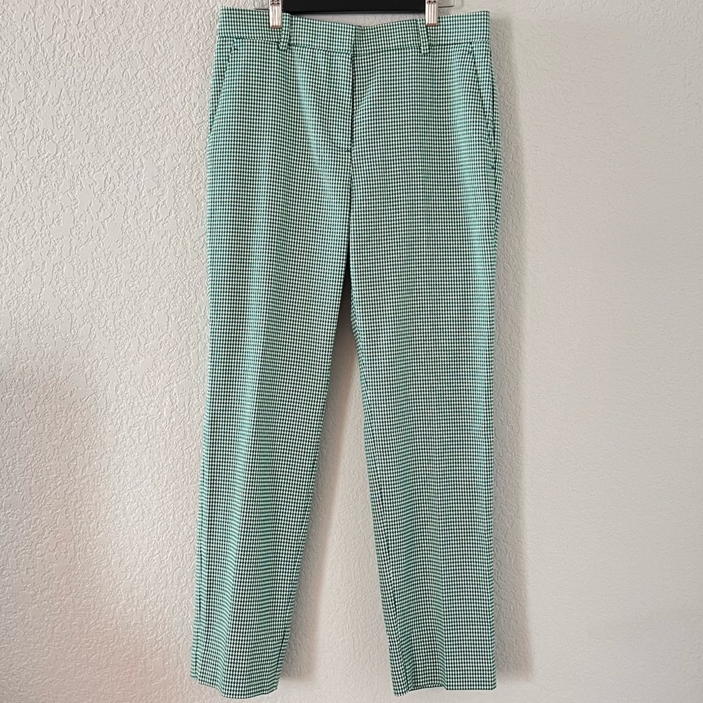 Ann Taylor Eva Ankle Pants Trousers Green and White Check Women’s size 4